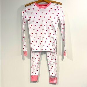 MINI BODEN Girls 12 Pajama Set Heart Print Cotton Long Sleeve Pants READ
